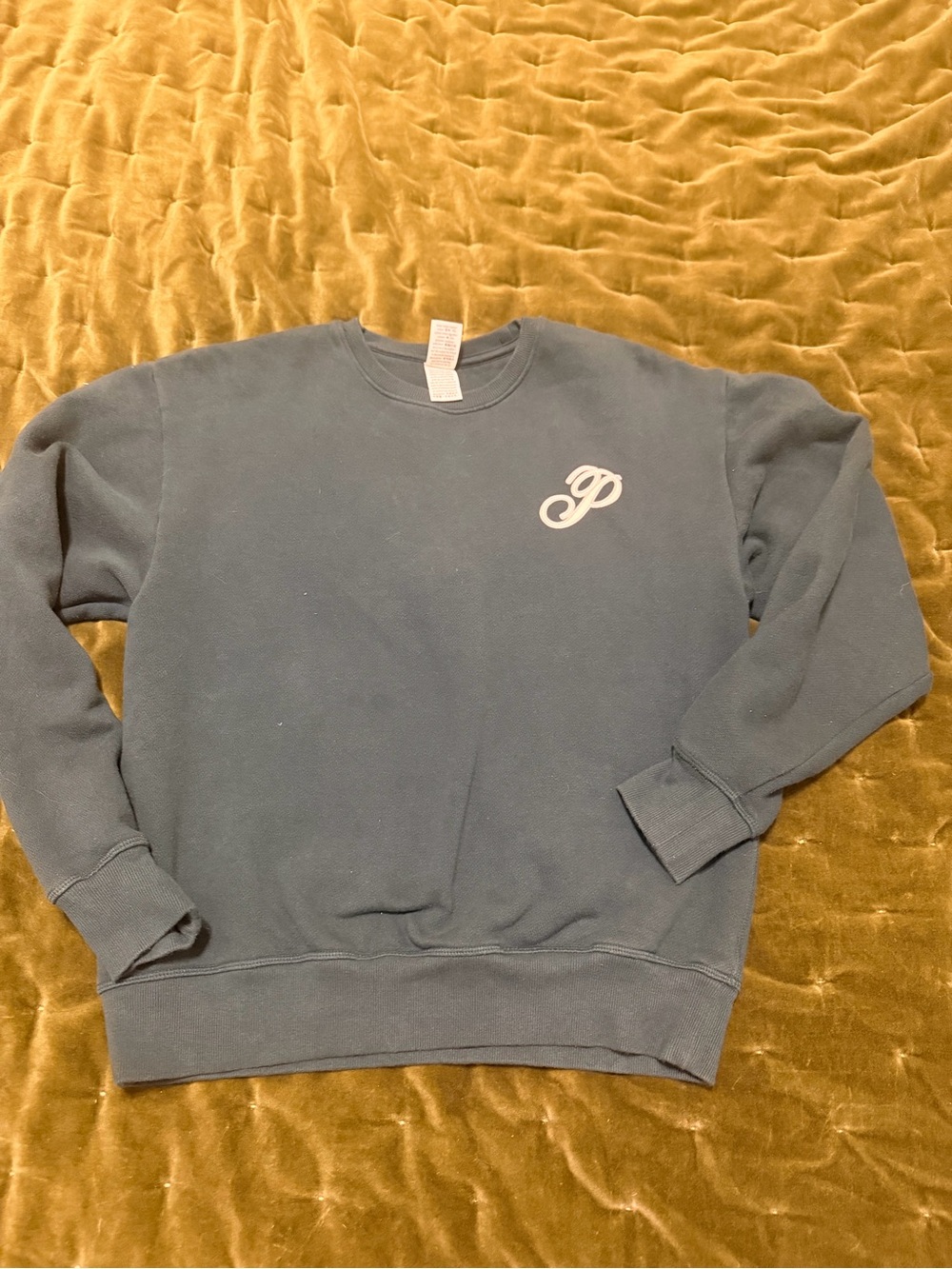 PINK Victoria's Secret Green Crewneck Sweatshirt with Pink Script P